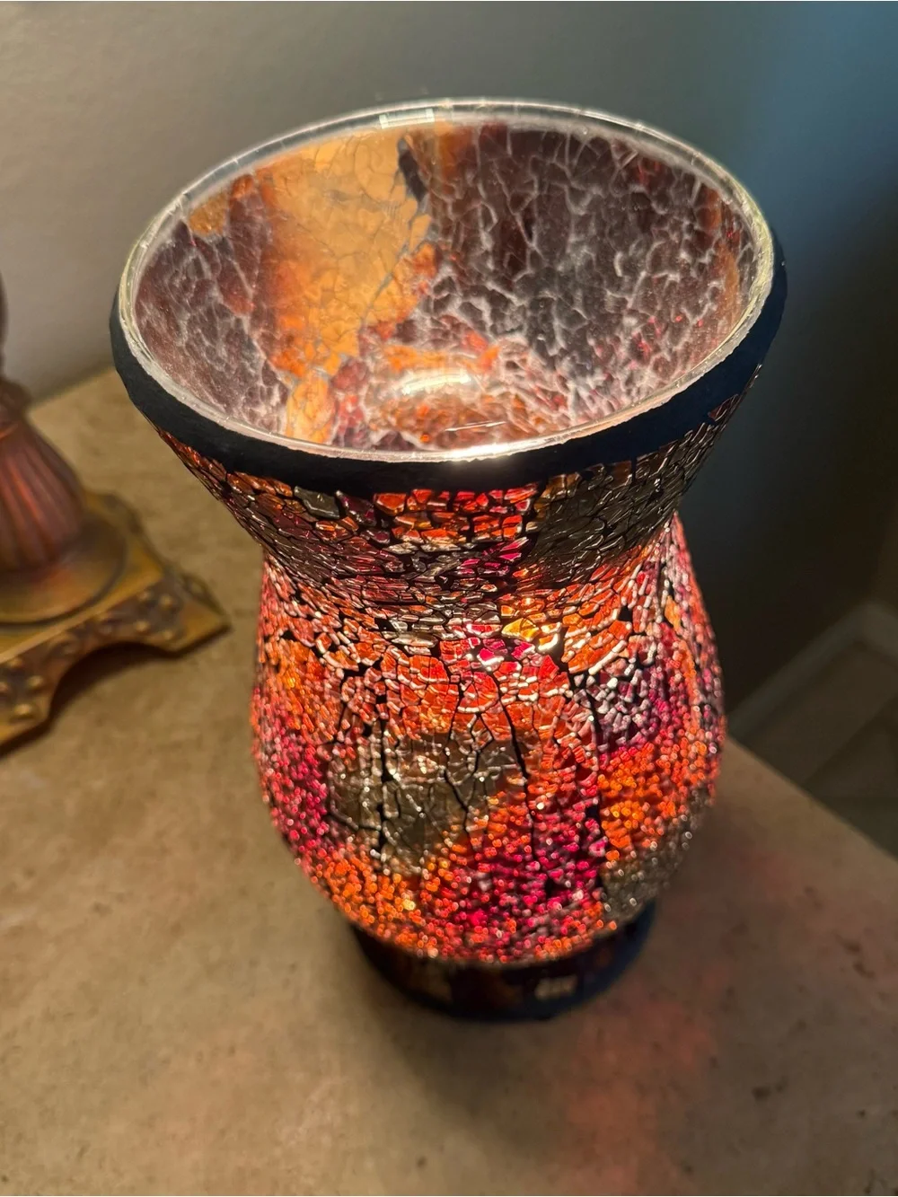 Crackle Glass Mosaic Accent Lamp